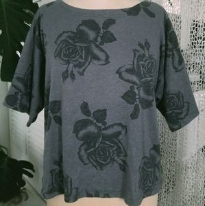 90s Rose Print Boxy T-Shirt
